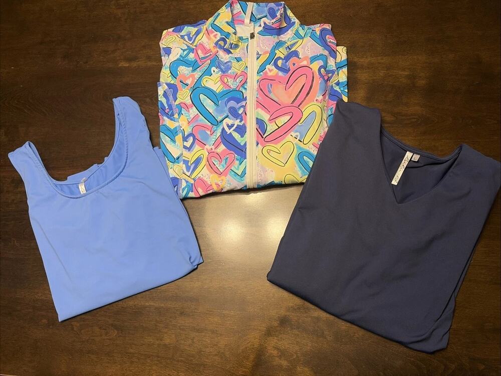 Lulu B Women's Large Full Zip Long Sleeve Hearts Jacket Shirts LOT Tank